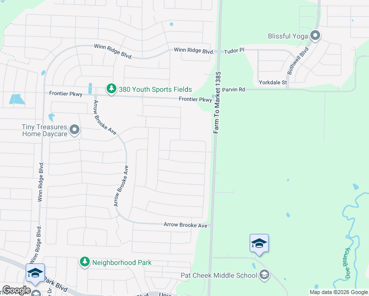 map of restaurants, bars, coffee shops, grocery stores, and more near 1904 Tomahawk Trail in Aubrey