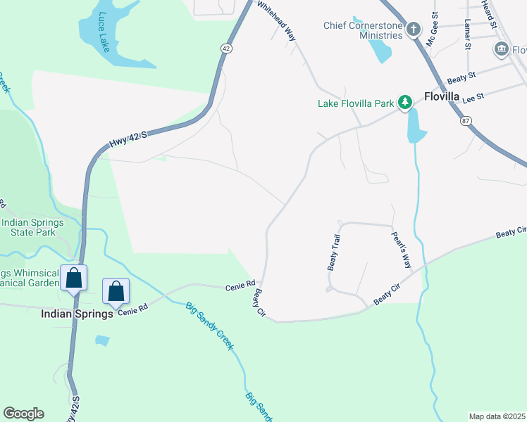 map of restaurants, bars, coffee shops, grocery stores, and more near 266 Archie Ross Road in Flovilla