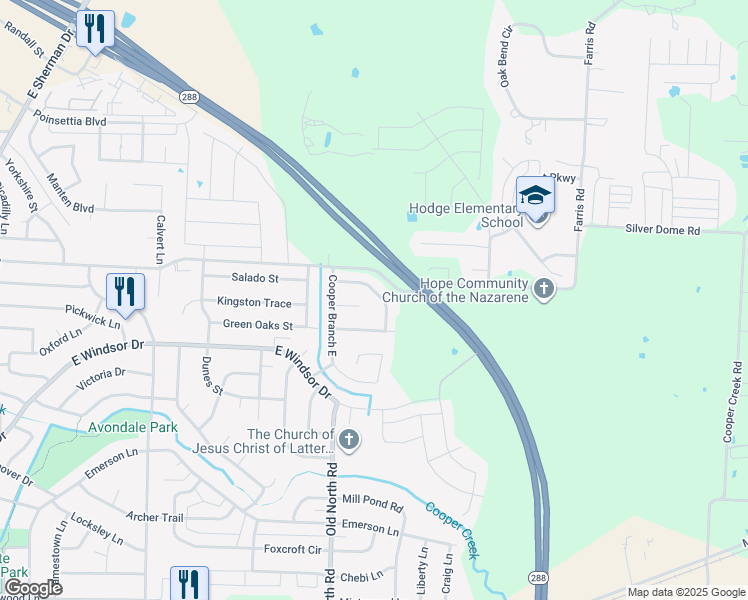 map of restaurants, bars, coffee shops, grocery stores, and more near 2546 Quail Ridge Drive in Denton