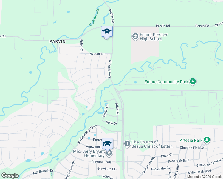 map of restaurants, bars, coffee shops, grocery stores, and more near 2196 South Teel Parkway in Prosper