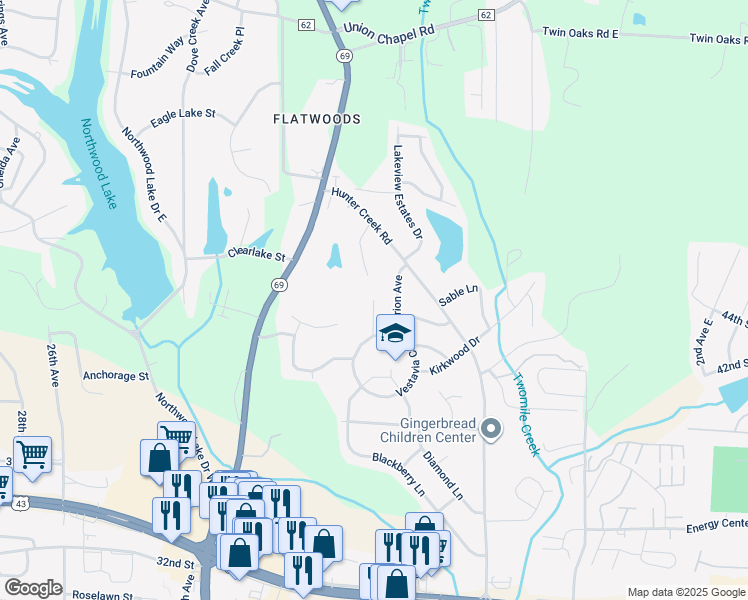 map of restaurants, bars, coffee shops, grocery stores, and more near 4402 Nicholas Avenue in Northport