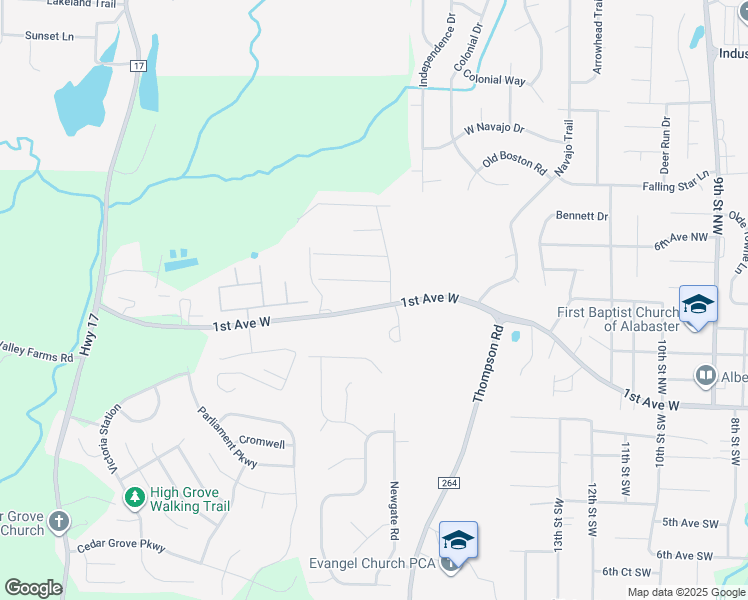 map of restaurants, bars, coffee shops, grocery stores, and more near 2000 1st Avenue West in Alabaster