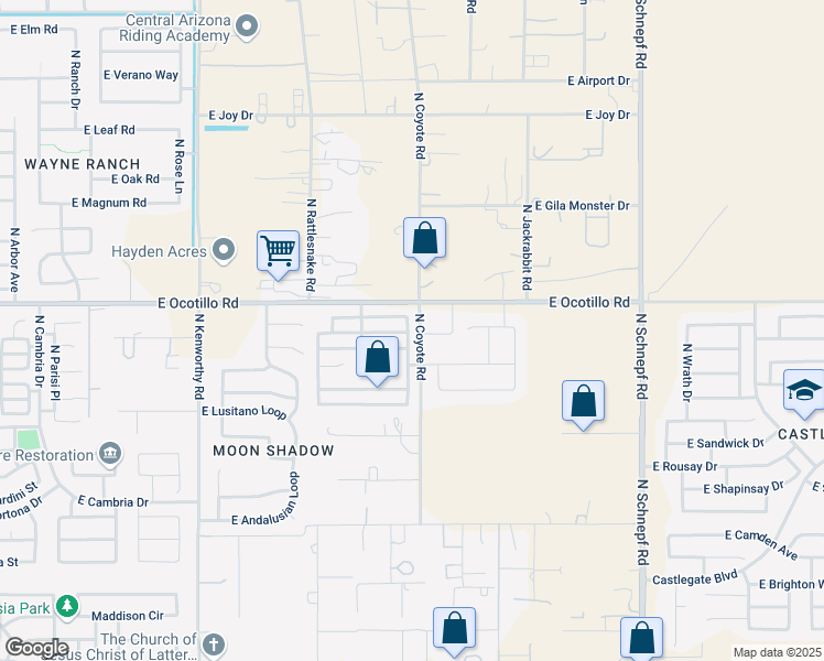 map of restaurants, bars, coffee shops, grocery stores, and more near 40673 North Glen Meadows Lane in Queen Creek