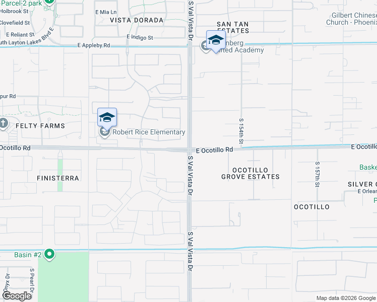 map of restaurants, bars, coffee shops, grocery stores, and more near 22200 South Val Vista Drive in Gilbert
