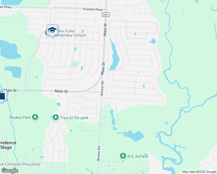 map of restaurants, bars, coffee shops, grocery stores, and more near 2238 Brewer Road in Aubrey