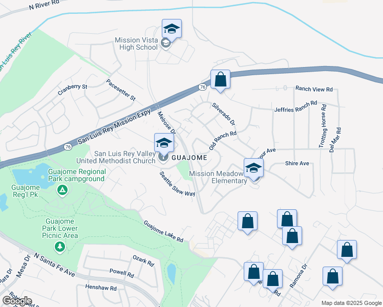 map of restaurants, bars, coffee shops, grocery stores, and more near 1501 Spring Creek Lane in Oceanside