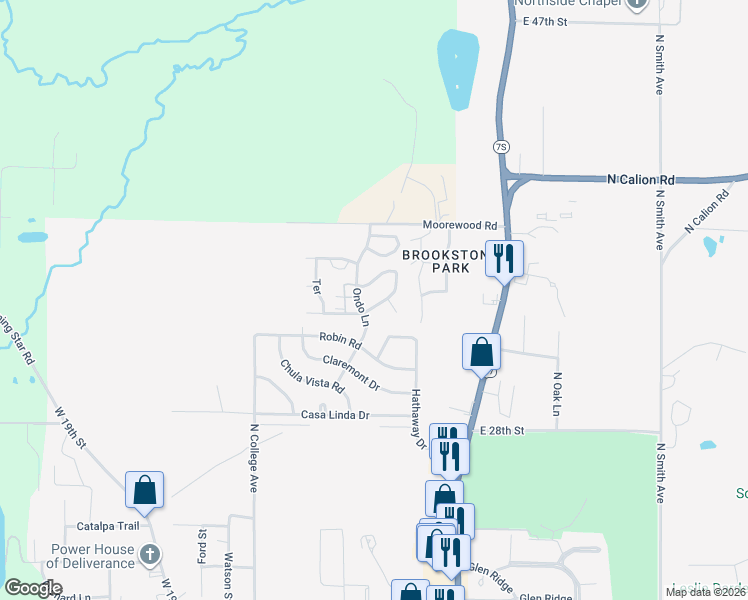 map of restaurants, bars, coffee shops, grocery stores, and more near 300 Mockingbird Lane in El Dorado