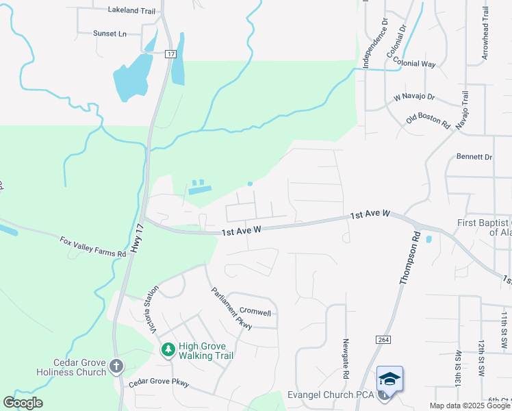 map of restaurants, bars, coffee shops, grocery stores, and more near 512 Green Meadows Trial in Alabaster