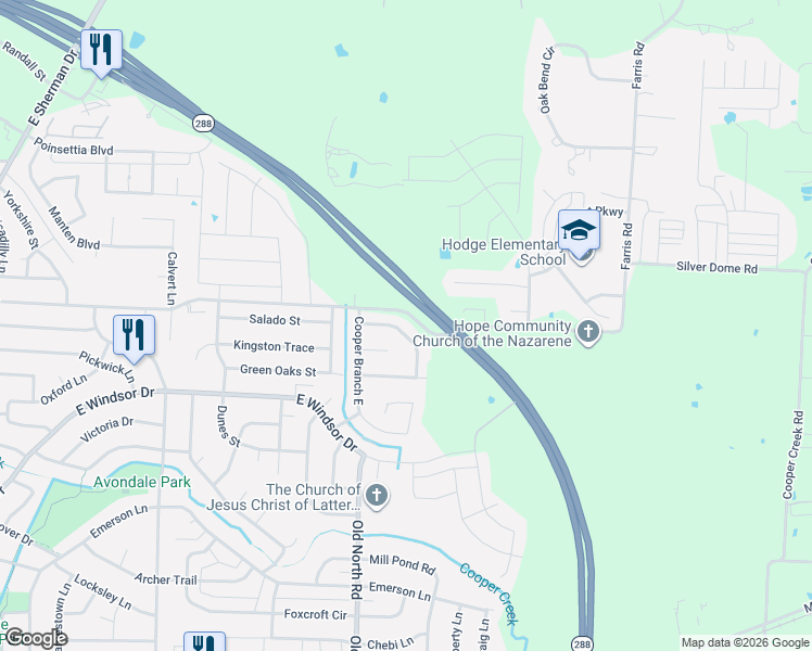 map of restaurants, bars, coffee shops, grocery stores, and more near 2529 Quail Ridge Drive in Denton