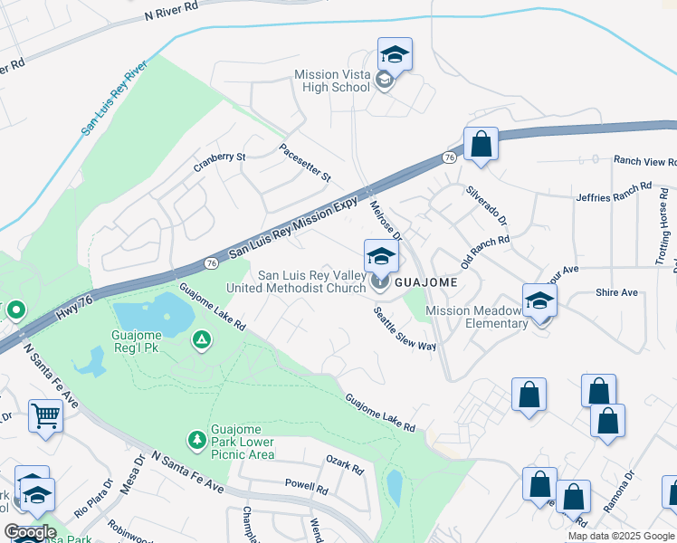 map of restaurants, bars, coffee shops, grocery stores, and more near 5515 Old Ranch Road in Oceanside