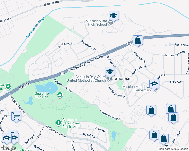 map of restaurants, bars, coffee shops, grocery stores, and more near 5531 Old Ranch Road in Oceanside