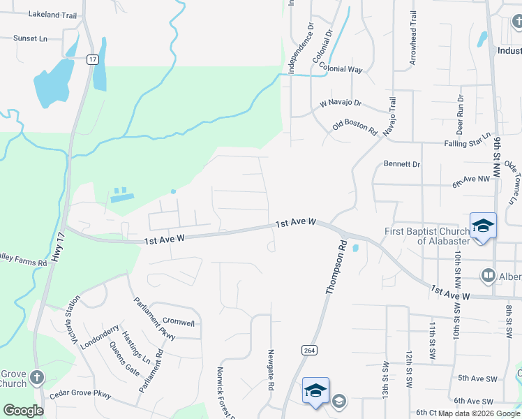 map of restaurants, bars, coffee shops, grocery stores, and more near 1804 Mohawk Dr in Alabaster