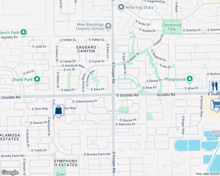 map of restaurants, bars, coffee shops, grocery stores, and more near 3947 South Soho Lane in Chandler