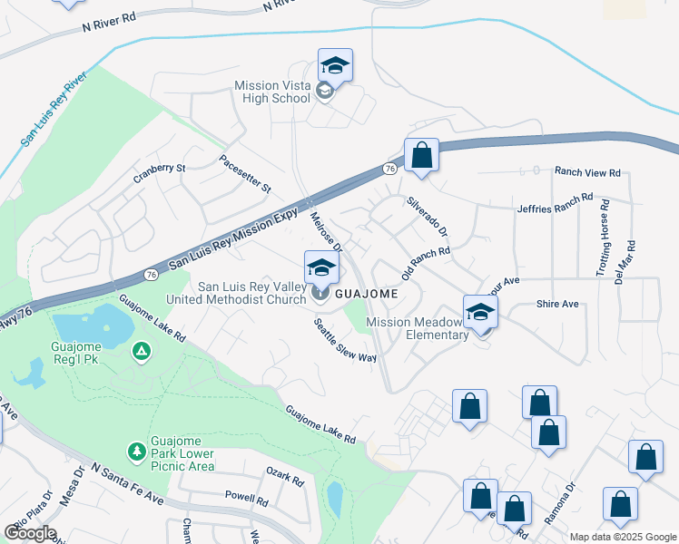 map of restaurants, bars, coffee shops, grocery stores, and more near 1528 Circle Ranch Way in Oceanside