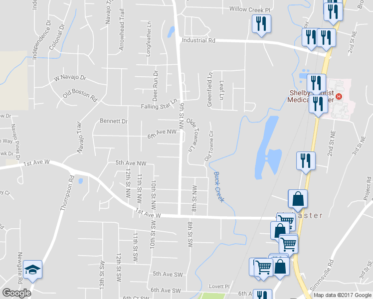 map of restaurants, bars, coffee shops, grocery stores, and more near 573 Olde Towne Lane in Alabaster