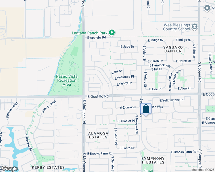 map of restaurants, bars, coffee shops, grocery stores, and more near 3920 South Laurel Way in Chandler