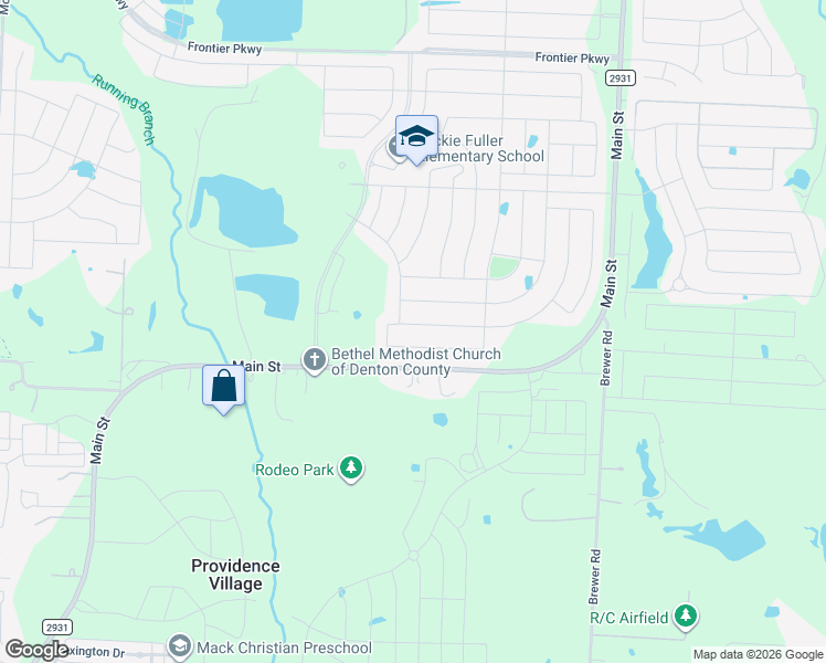 map of restaurants, bars, coffee shops, grocery stores, and more near 10708 Blaze Street in Aubrey
