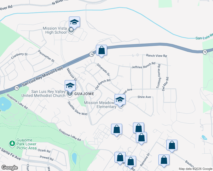 map of restaurants, bars, coffee shops, grocery stores, and more near 5639 Pony Court in Oceanside