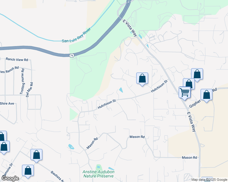 map of restaurants, bars, coffee shops, grocery stores, and more near 420 Hutchison Street in Vista