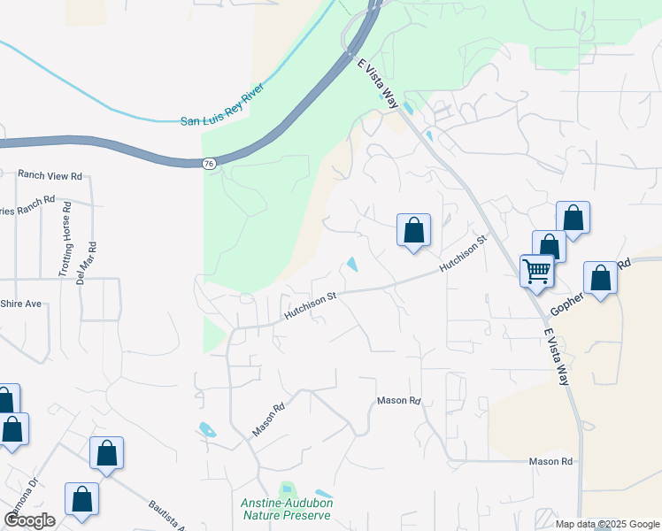 map of restaurants, bars, coffee shops, grocery stores, and more near 420 Hutchison Street in Vista