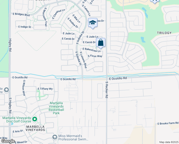 map of restaurants, bars, coffee shops, grocery stores, and more near 3837 East Sourwood Drive in Gilbert
