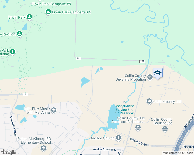 map of restaurants, bars, coffee shops, grocery stores, and more near 1101 County Road 164 in McKinney