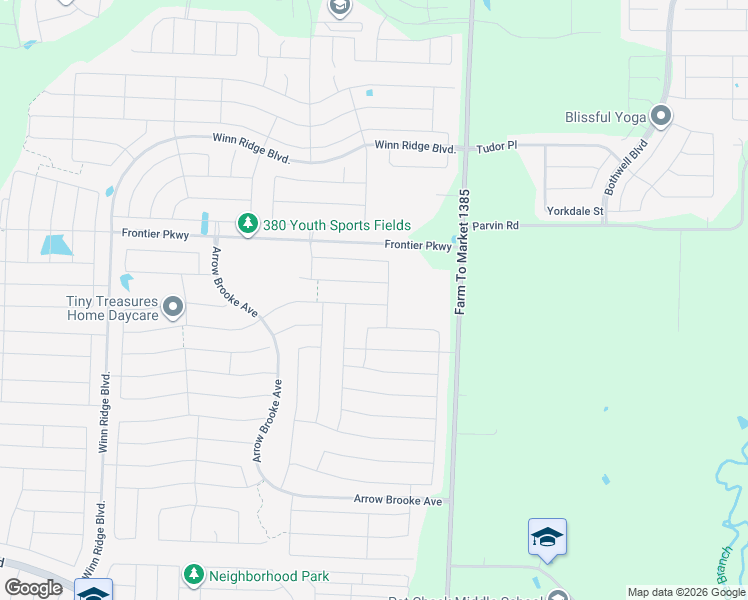map of restaurants, bars, coffee shops, grocery stores, and more near 1805 Pleasant Knoll Trail in Aubrey
