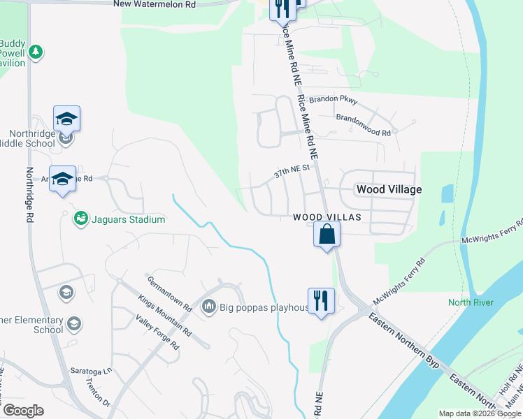map of restaurants, bars, coffee shops, grocery stores, and more near 1703 35th Street Northeast in Tuscaloosa