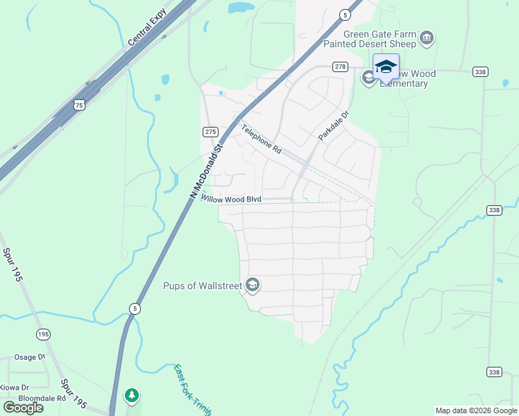 map of restaurants, bars, coffee shops, grocery stores, and more near 912 Summer Lane in McKinney