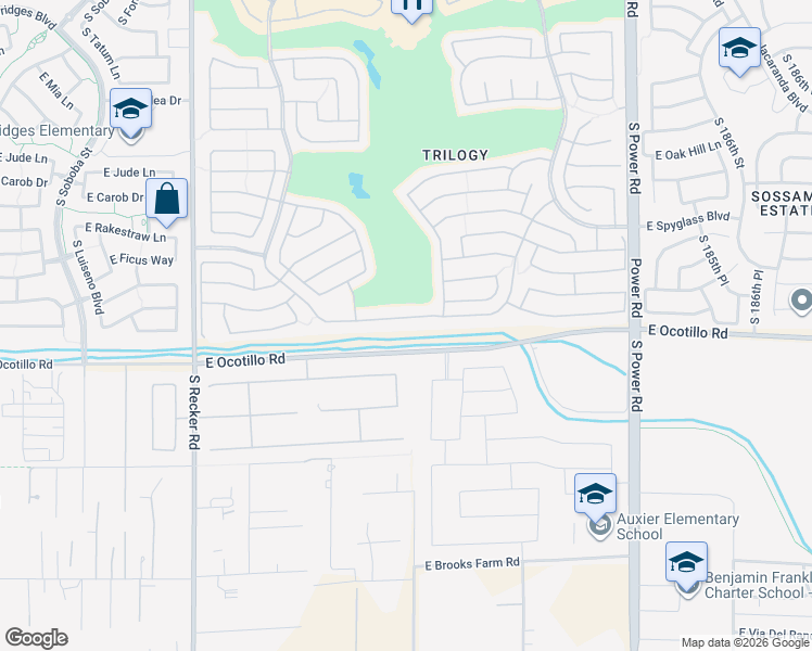 map of restaurants, bars, coffee shops, grocery stores, and more near 4383 East Ficus Way in Gilbert