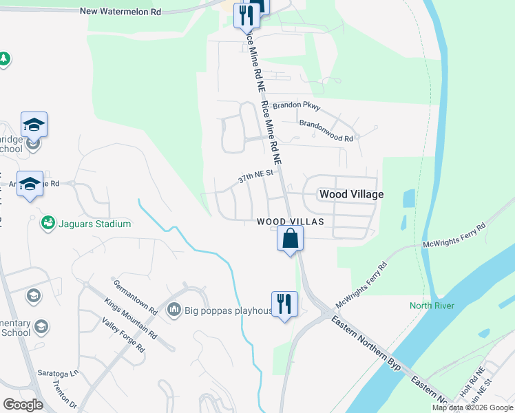 map of restaurants, bars, coffee shops, grocery stores, and more near 3611 18th Avenue Northeast in Tuscaloosa