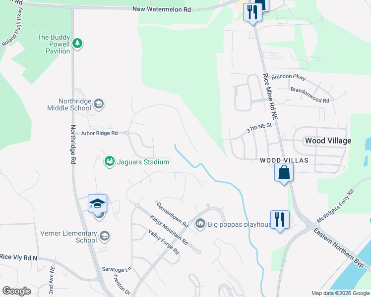 map of restaurants, bars, coffee shops, grocery stores, and more near 7 Oaks Drive in Tuscaloosa