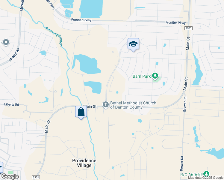 map of restaurants, bars, coffee shops, grocery stores, and more near 2604 O'Connell Circle in Aubrey