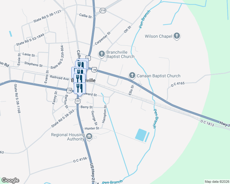 map of restaurants, bars, coffee shops, grocery stores, and more near 118 Blue Road in Branchville