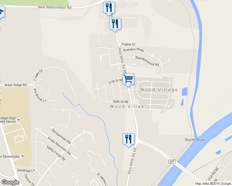 map of restaurants, bars, coffee shops, grocery stores, and more near 3531 18th Avenue Northeast in Tuscaloosa