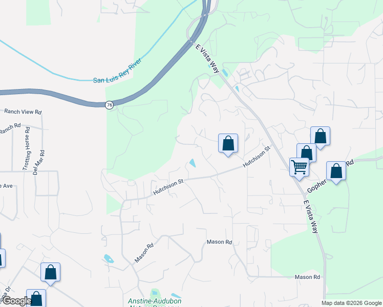 map of restaurants, bars, coffee shops, grocery stores, and more near 610 Roca Place in Vista