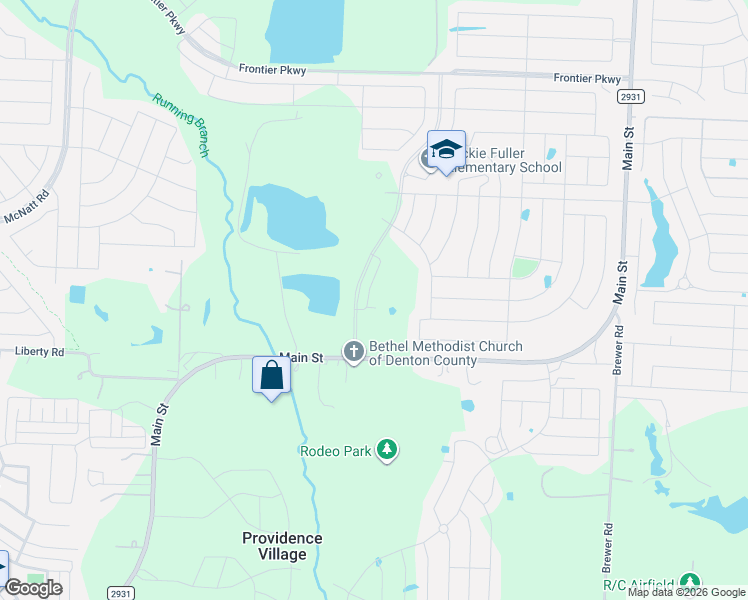 map of restaurants, bars, coffee shops, grocery stores, and more near 2604 O'Connell Circle in Aubrey