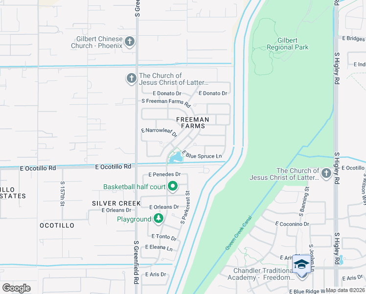 map of restaurants, bars, coffee shops, grocery stores, and more near 5532 South Parkcrest Street in Gilbert