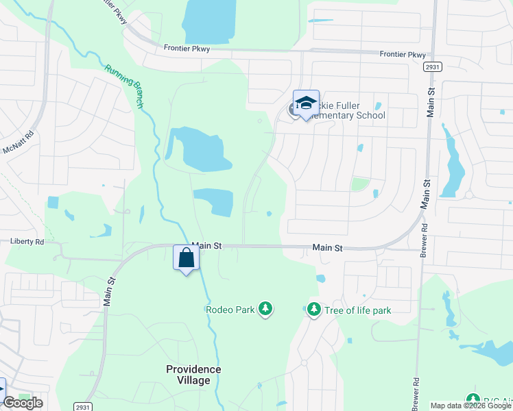 map of restaurants, bars, coffee shops, grocery stores, and more near 2604 O'Connell Circle in Aubrey