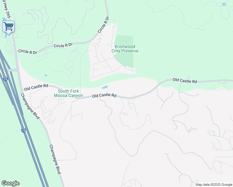 map of restaurants, bars, coffee shops, grocery stores, and more near 9006 Old Castle Road in Valley Center