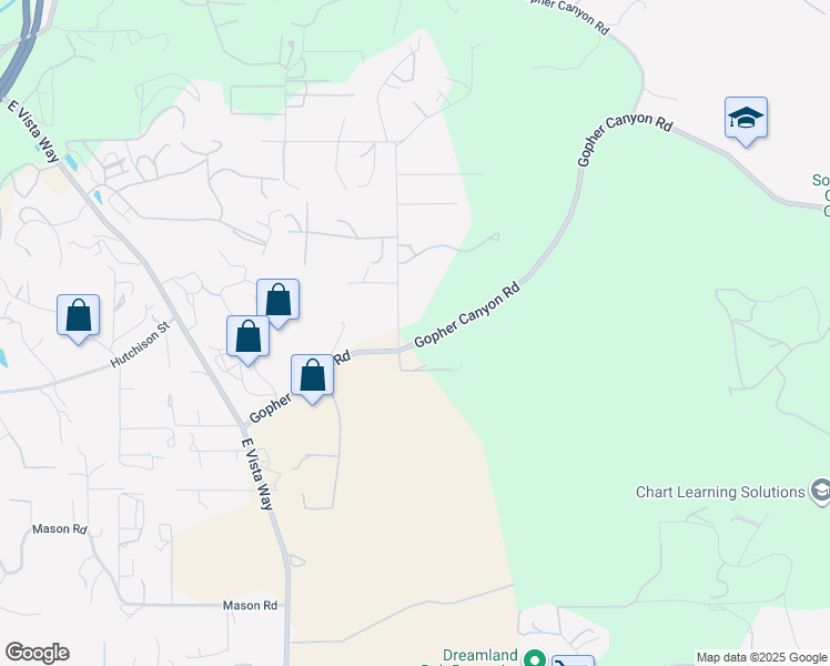 map of restaurants, bars, coffee shops, grocery stores, and more near Fairview Drive in San Diego County