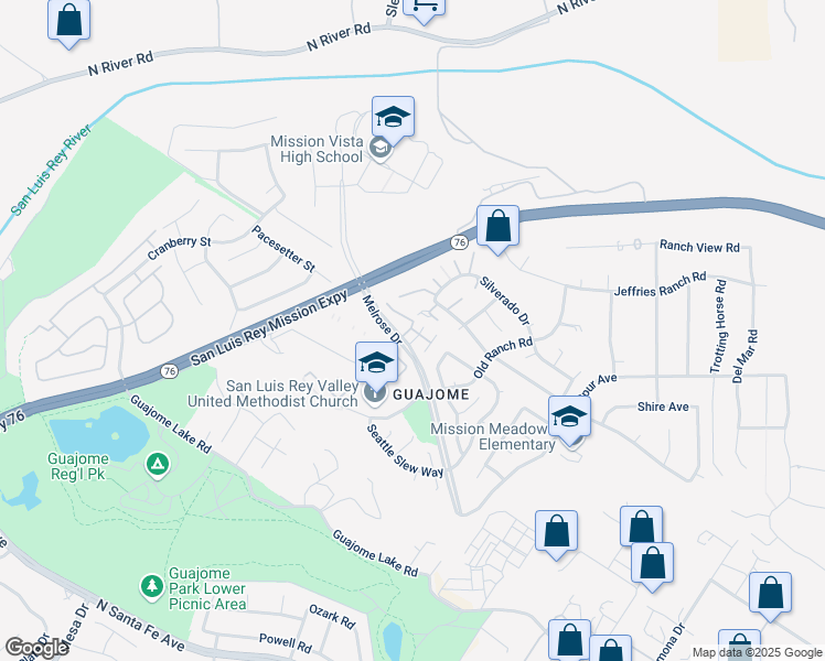 map of restaurants, bars, coffee shops, grocery stores, and more near 1464 Rancho Rose Way in Oceanside