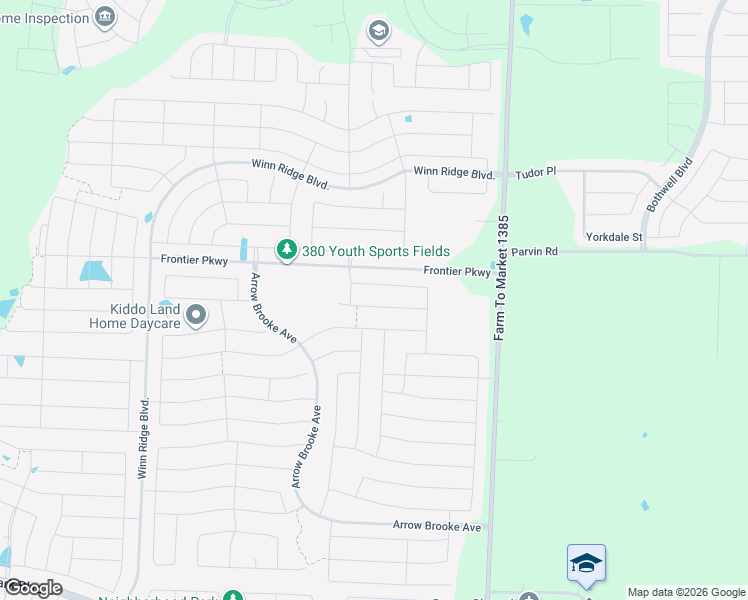 map of restaurants, bars, coffee shops, grocery stores, and more near 1604 Gold Mine Trail in Aubrey