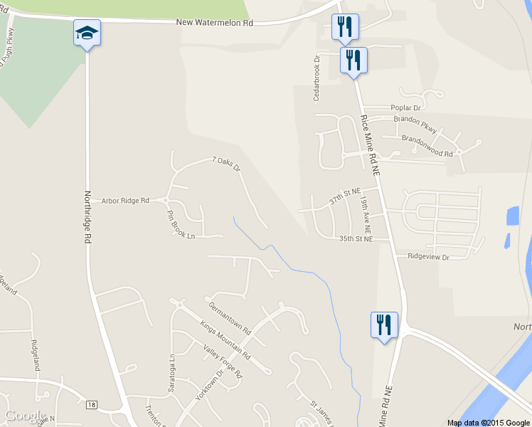 map of restaurants, bars, coffee shops, grocery stores, and more near 3511 Windy Ridge in Tuscaloosa