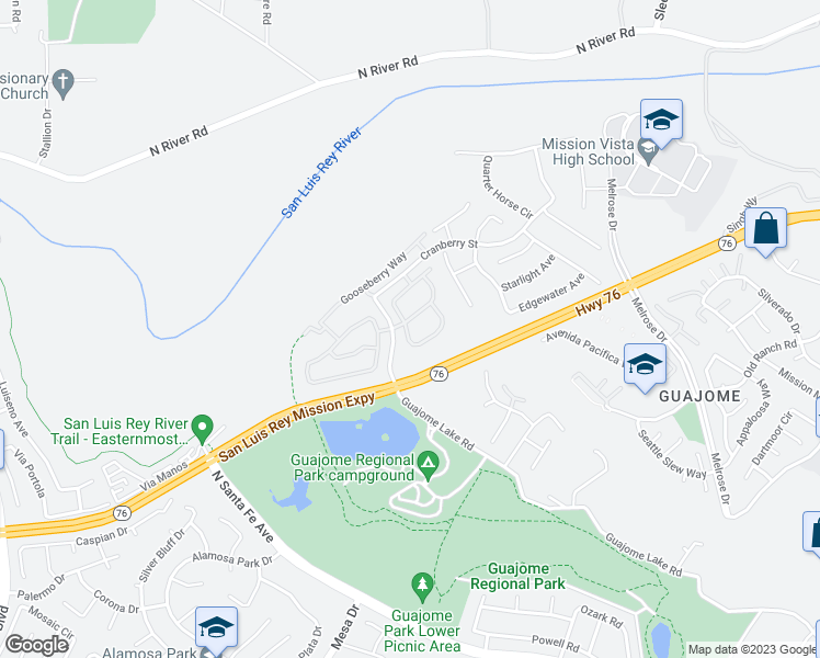 map of restaurants, bars, coffee shops, grocery stores, and more near 5415 Blackberry Way in Oceanside
