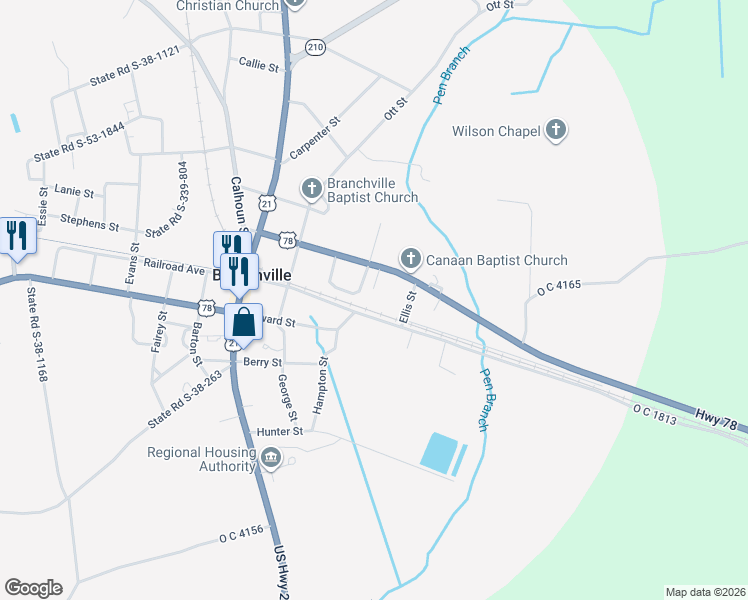 map of restaurants, bars, coffee shops, grocery stores, and more near 118 Blue Road in Branchville