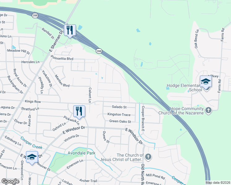 map of restaurants, bars, coffee shops, grocery stores, and more near 2320 Harvest Hill Drive in Denton