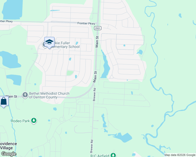 map of restaurants, bars, coffee shops, grocery stores, and more near 3800-4028 Farm to Market Road 2931 in Aubrey
