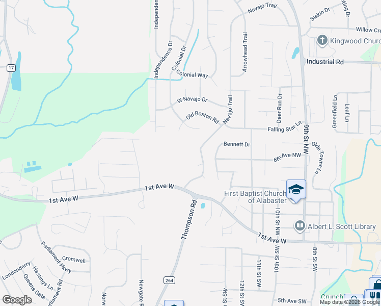 map of restaurants, bars, coffee shops, grocery stores, and more near 601 Navajo Trail in Alabaster