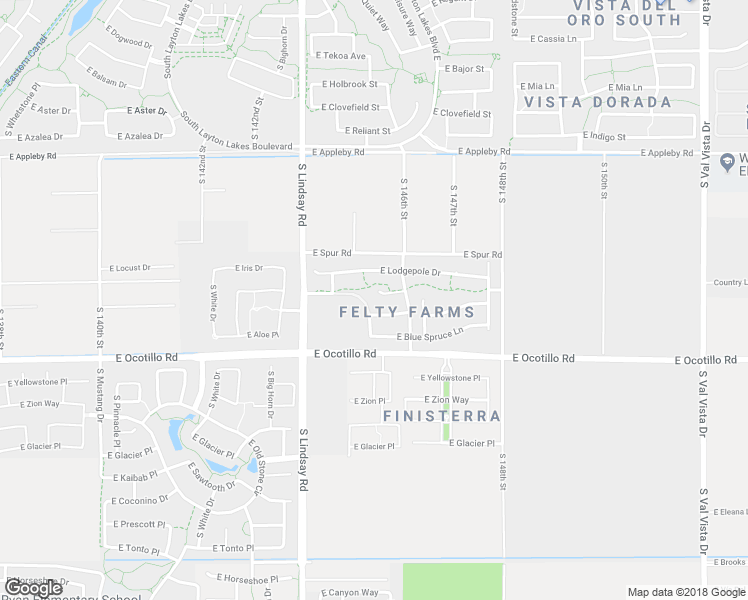 map of restaurants, bars, coffee shops, grocery stores, and more near 957 E Narrowleaf Ct in Gilbert